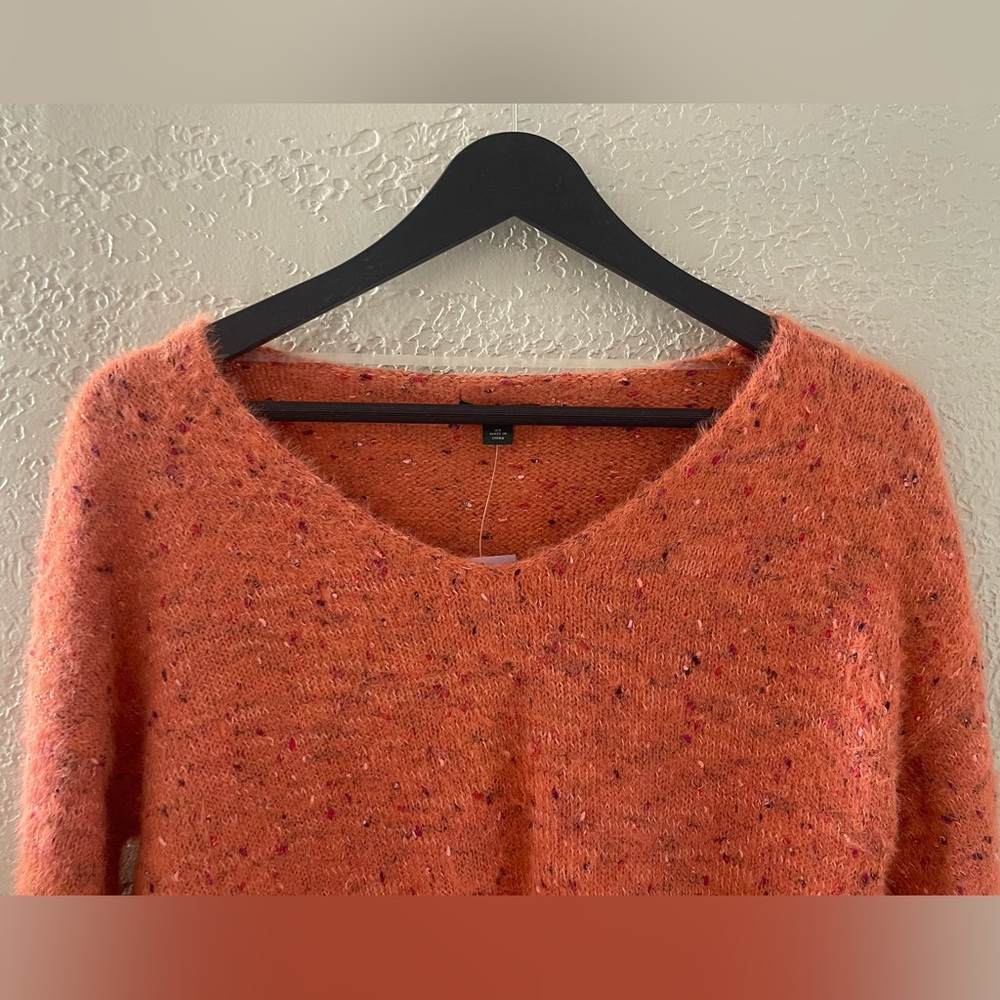 Wild Fable Women’s Cozy Cropped V-Neck Speckled Sweater in Orange XS - Picture 2 of 8